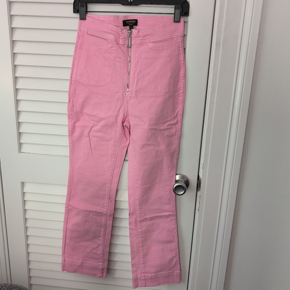 Juicy Couture Black Label Bubblegum Pink Zip Jeans with J Charm Pull